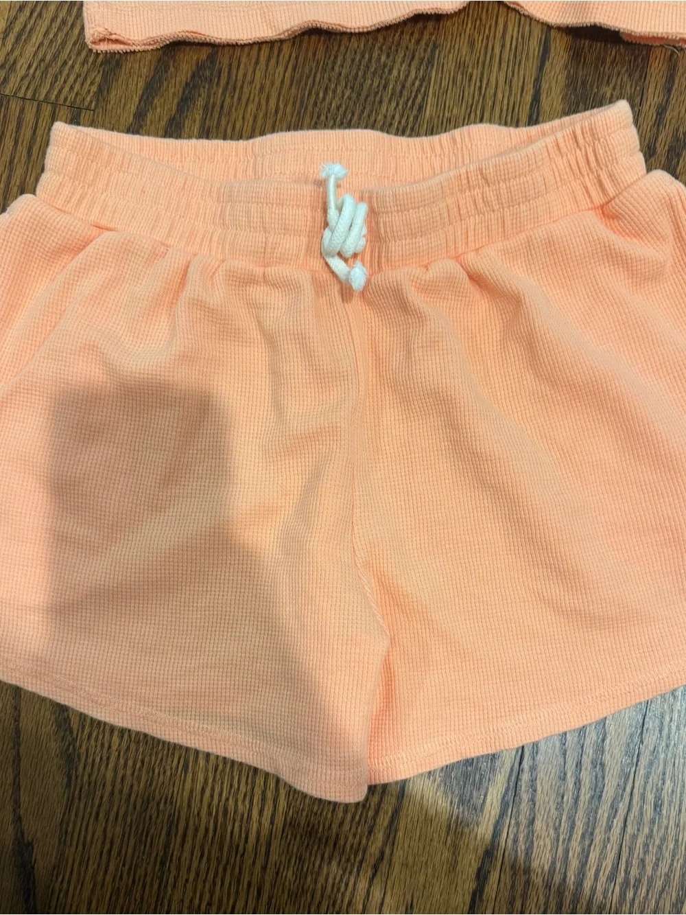 art class Peach Thermal Crop Top & Shorts Matching Set